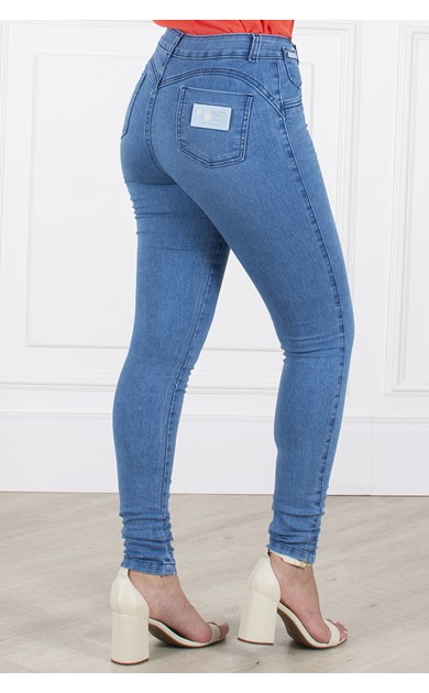 Calça Jeans Feminina Cintura Alta Skinny Hot Pants Elastano Lycra