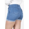 Shorts Jeans Feminina Cintura Alta com Lycra Elastano Levanta Empina Bumbum